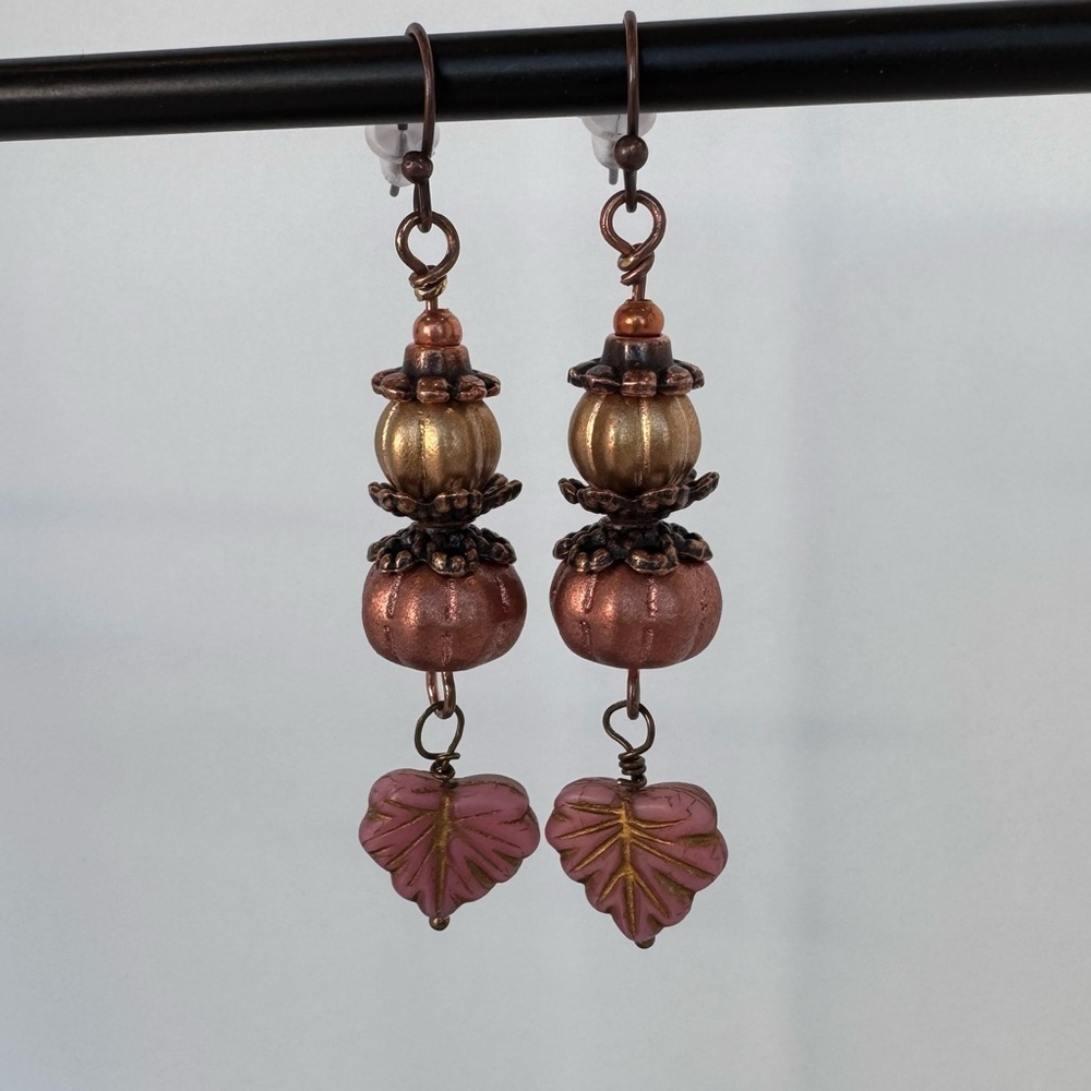 Hand Crafted Spiced Pumpkin Dangle Earrings - Picture 5 of 11